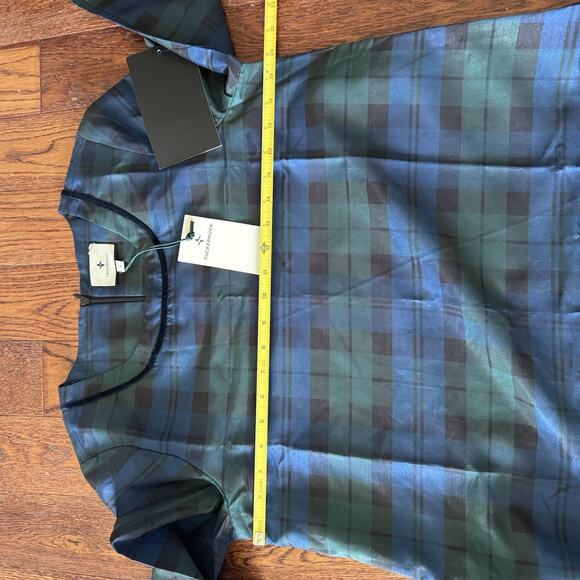 New Tuckernuck Jamie Blackwatch Plaid Maxi Dress Womens S Velvet Trimmed Tartan - Picture 15 of 16